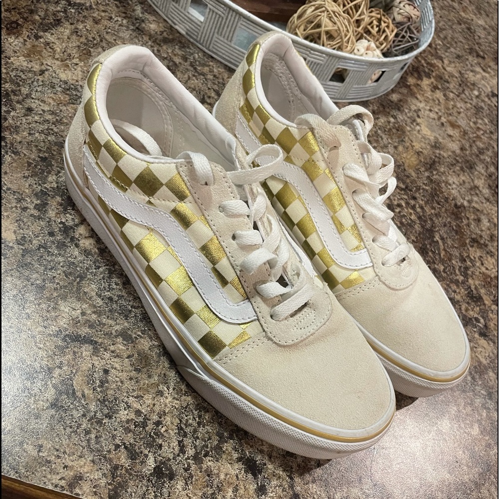 Gold checkered vans